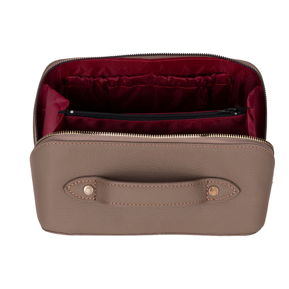 Novara Leather Travel Makeup Bag Organizer
