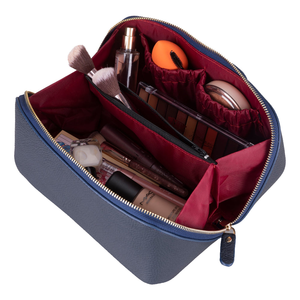 Novara Leather Travel Makeup Bag Organizer