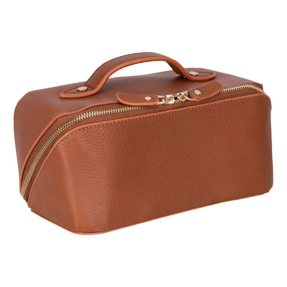 Novara Leather Travel Makeup Bag Organizer