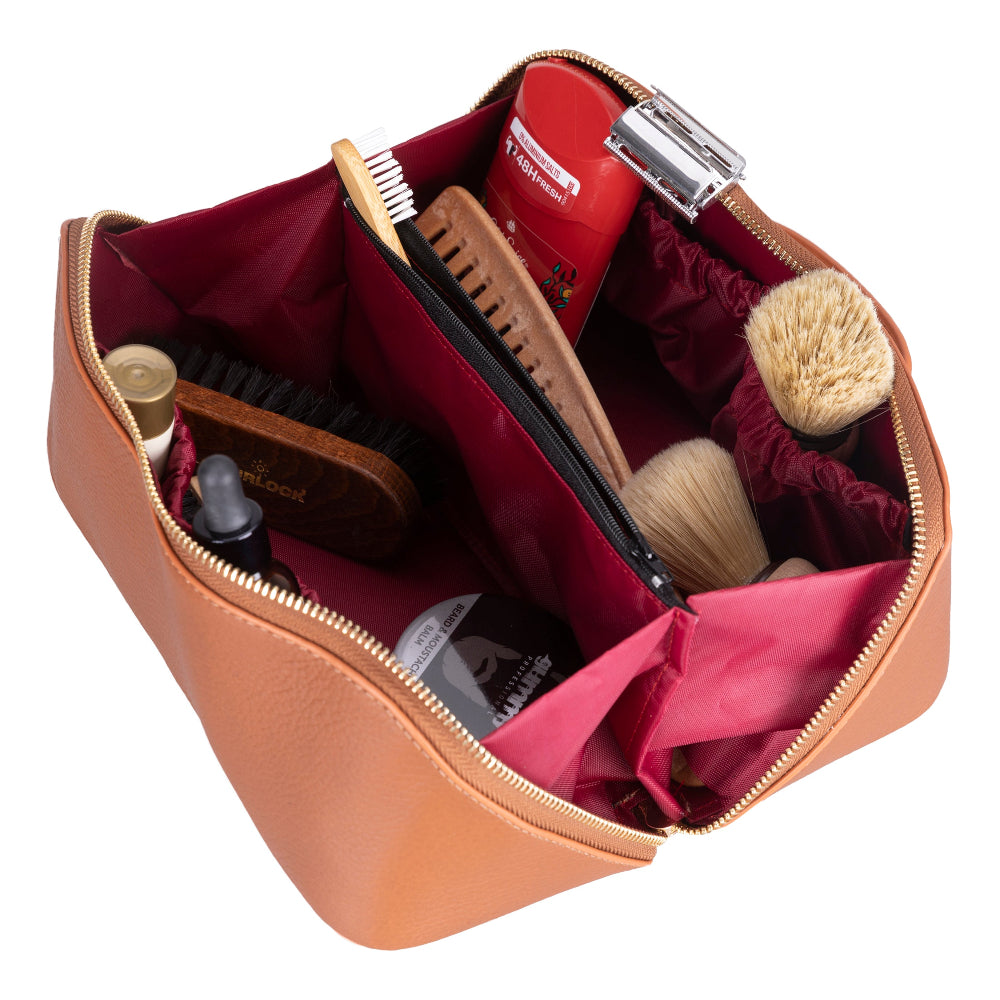 Novara Leather Travel Makeup Bag Organizer