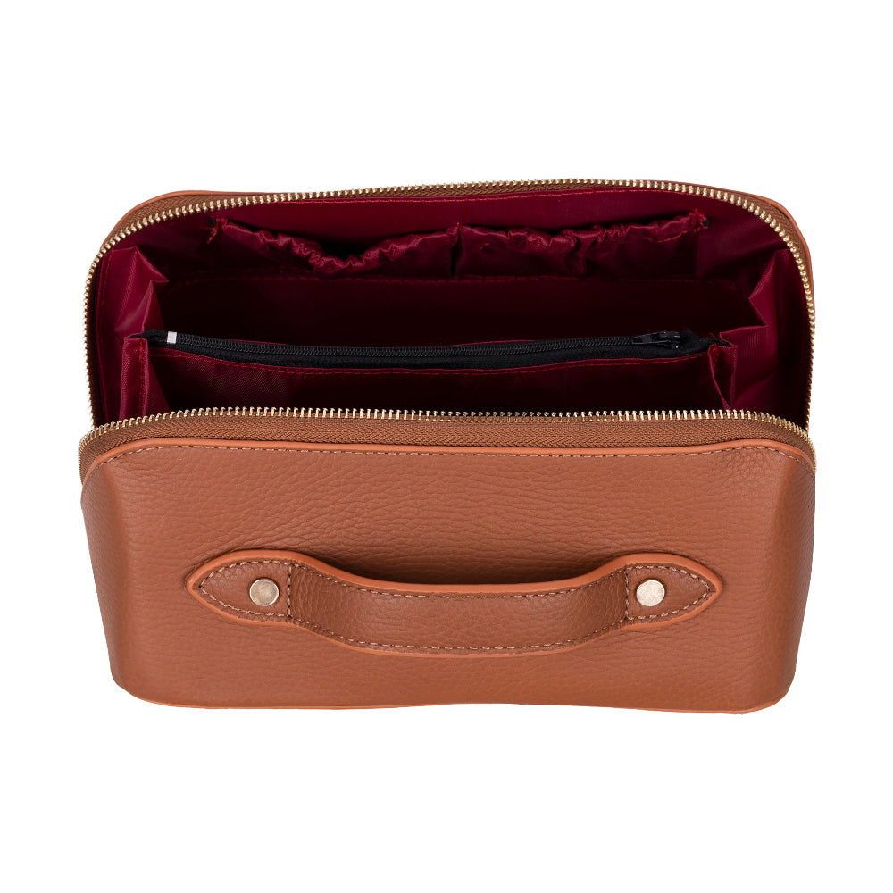Novara Leather Travel Makeup Bag Organizer