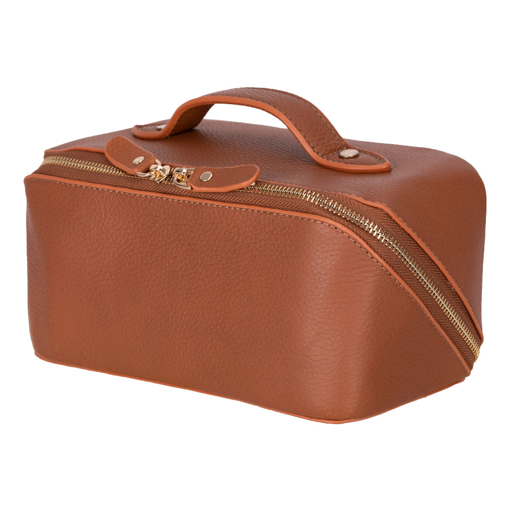 Novara Leather Travel Makeup Bag Organizer