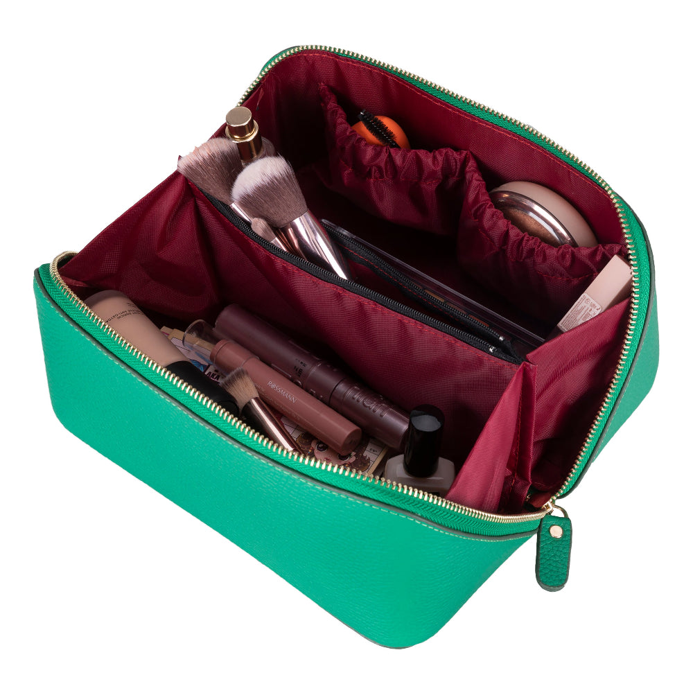 Novara Leather Travel Makeup Bag Organizer