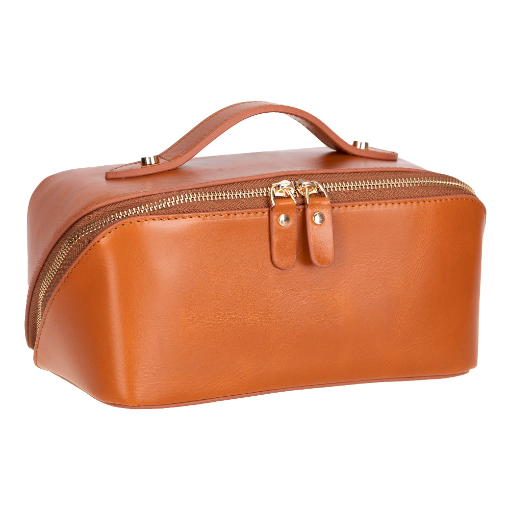 Novara Leather Travel Makeup Bag Organizer