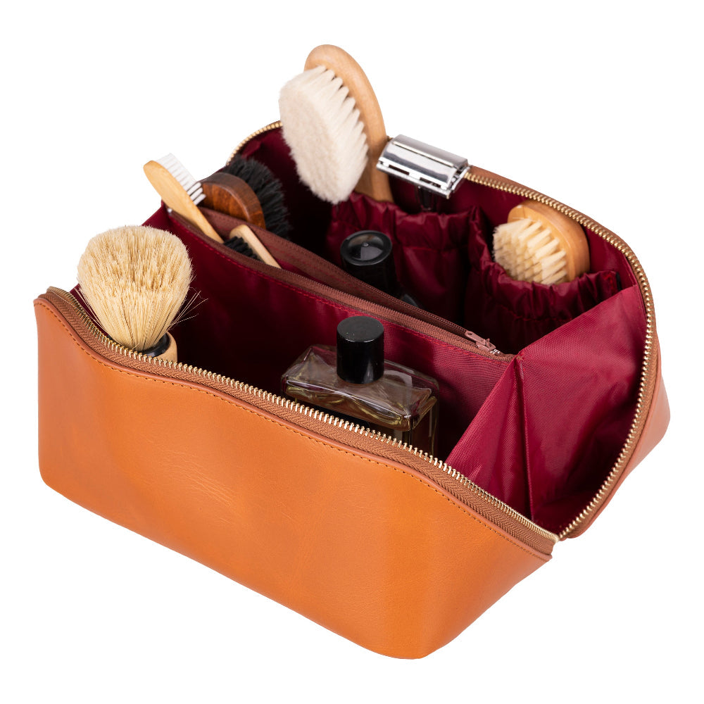 Novara Leather Travel Makeup Bag Organizer