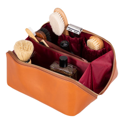 Novara Leather Travel Makeup Bag Organizer