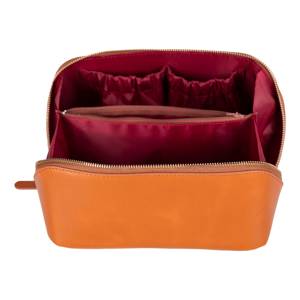 Novara Leather Travel Makeup Bag Organizer