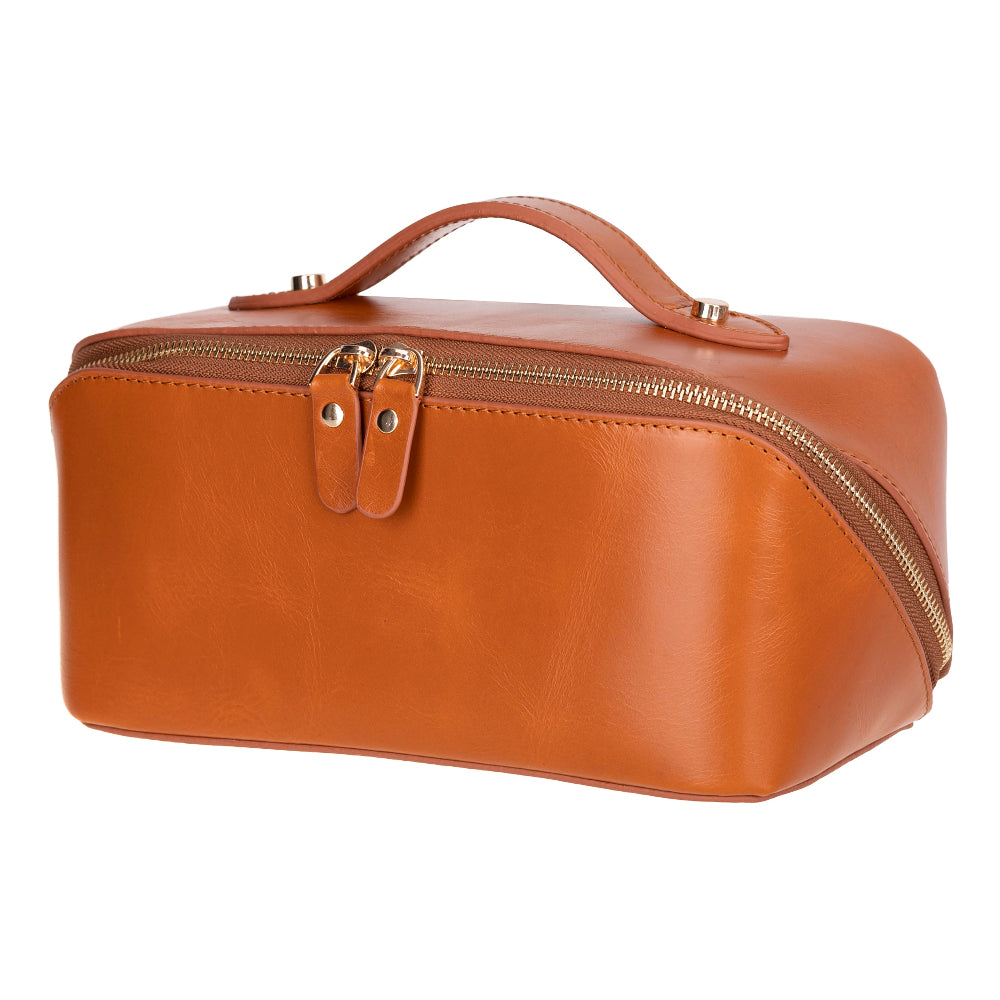 Novara Leather Travel Makeup Bag Organizer