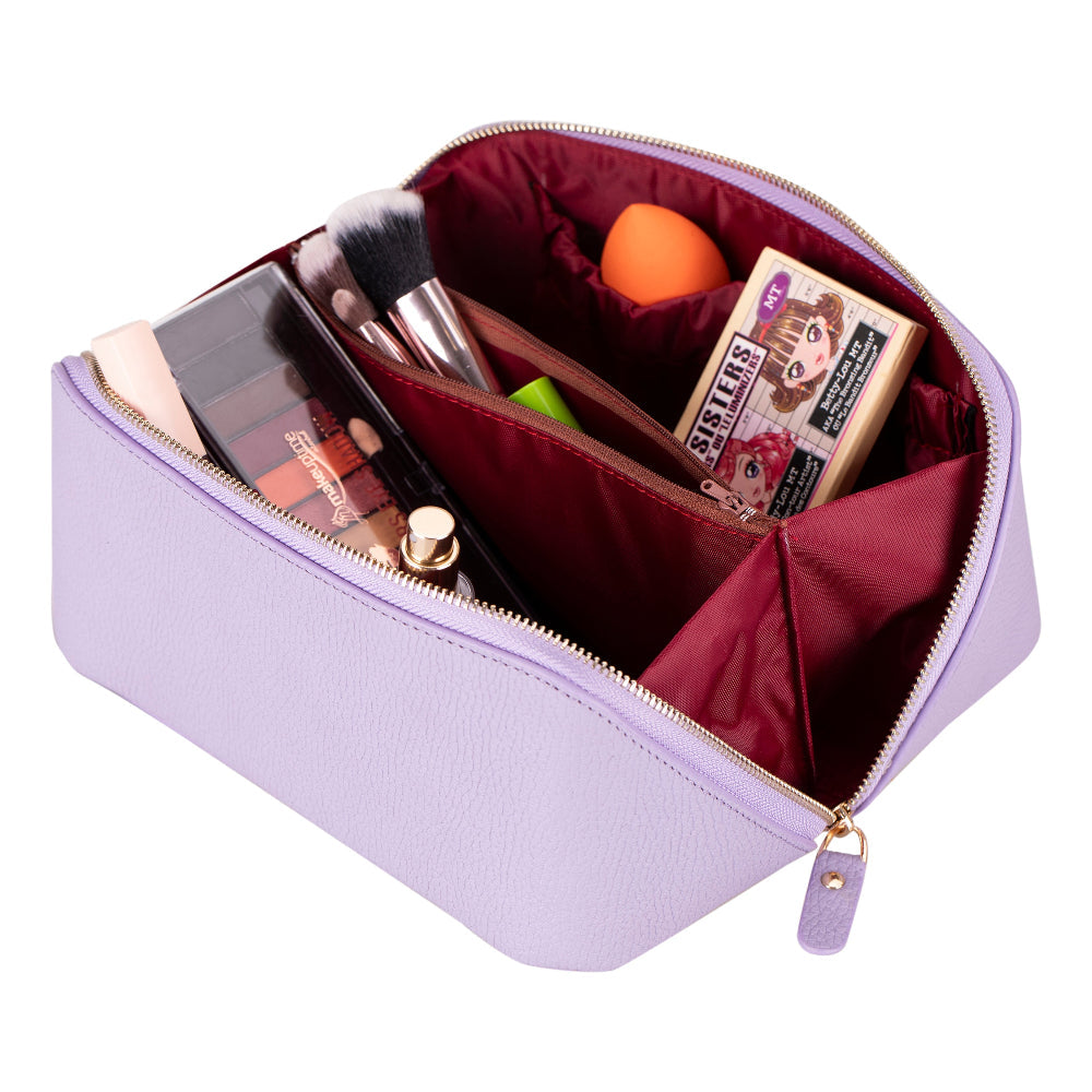 Novara Leather Travel Makeup Bag Organizer