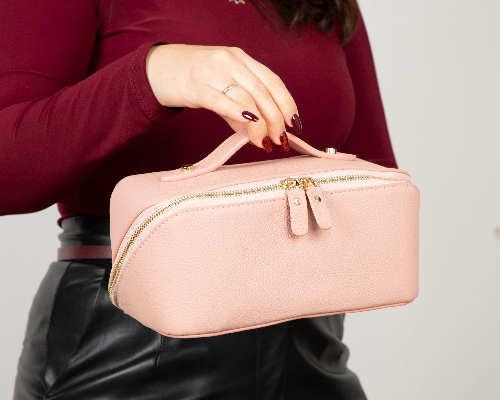 Novara Leather Travel Makeup Bag Organizer