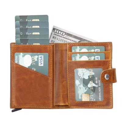 Palertag Zip Mechanical Smart Leather Card Holder With Air Tag Slot