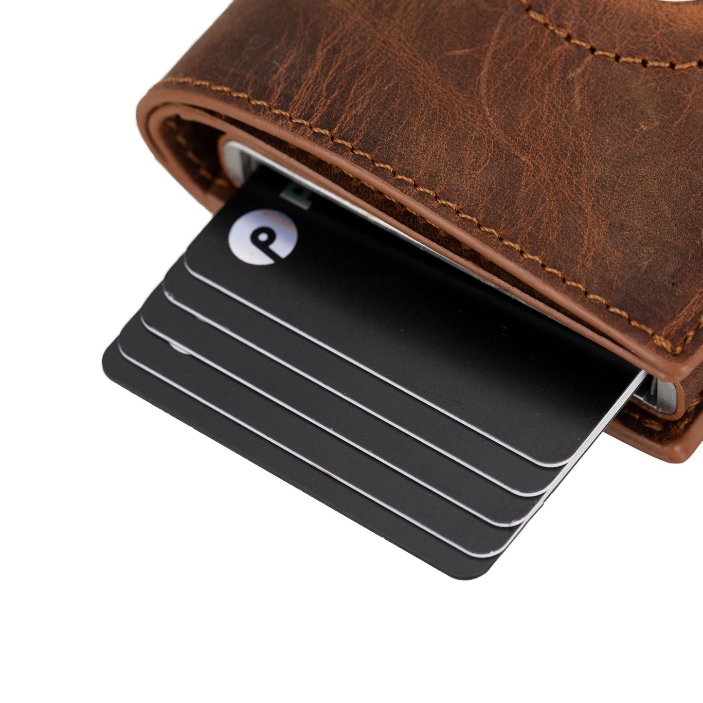 Palertag Zip Mechanical Smart Leather Card Holder With Air Tag Slot