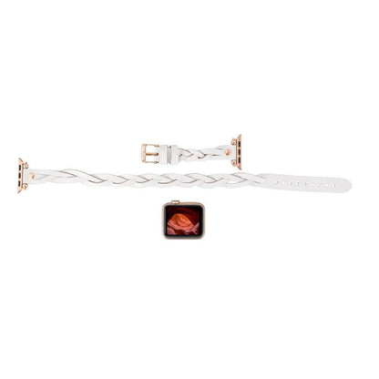 Leather Apple Watch Bands - Ferro Braided DT Peggy Rose Gold Trok Style 