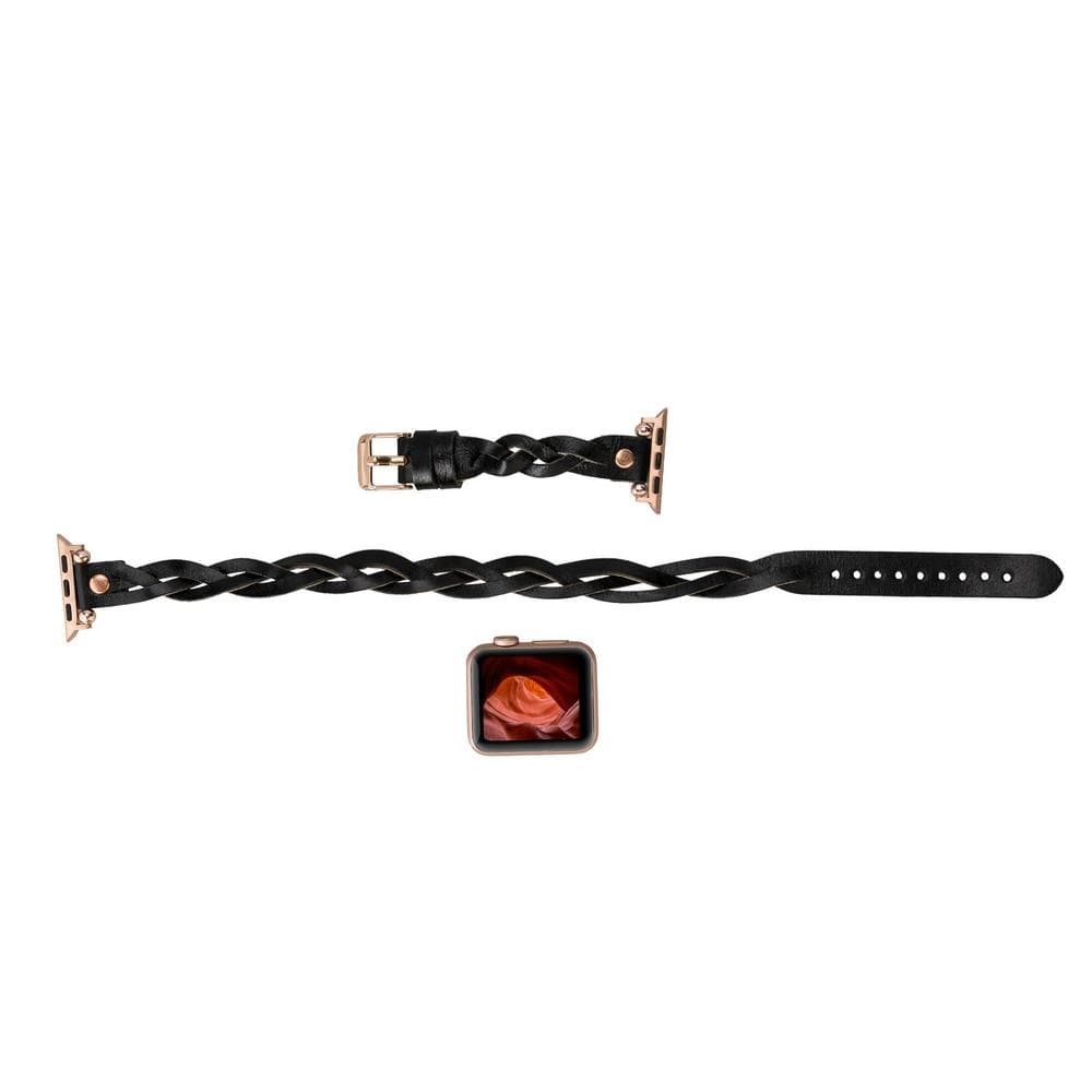 Leather Apple Watch Bands - Ferro Braided DT Peggy Rose Gold Trok Style 