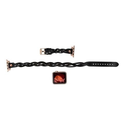 Leather Apple Watch Bands - Ferro Braided DT Peggy Rose Gold Trok Style 