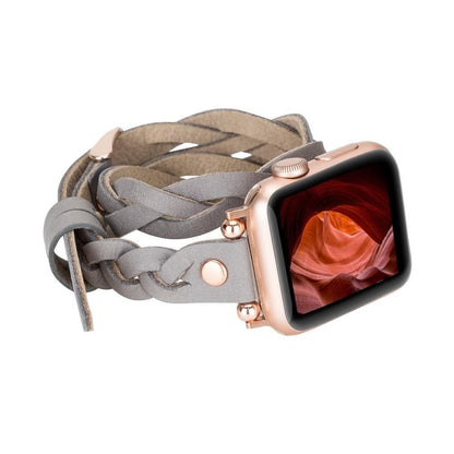 Leather Apple Watch Bands - Ferro Braided DT Peggy Rose Gold Trok Style 