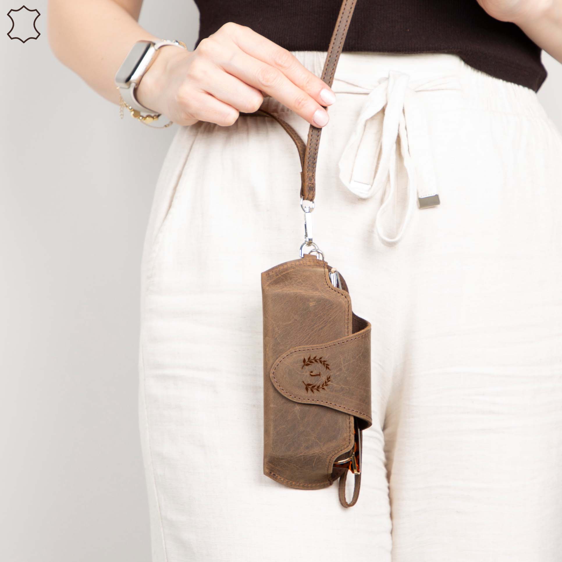 Riviera Leather Glasses Case with Strap