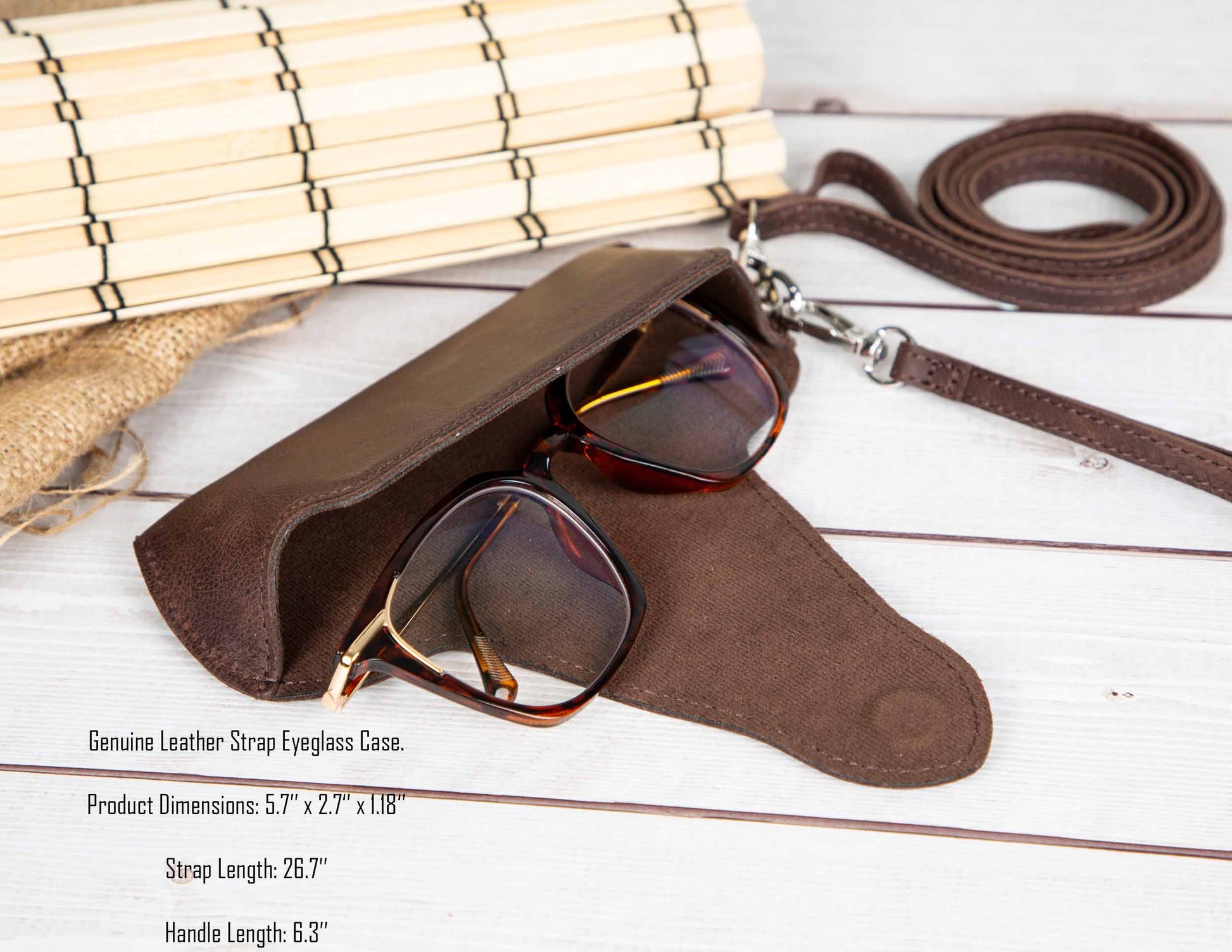 Riviera Leather Glasses Case with Strap