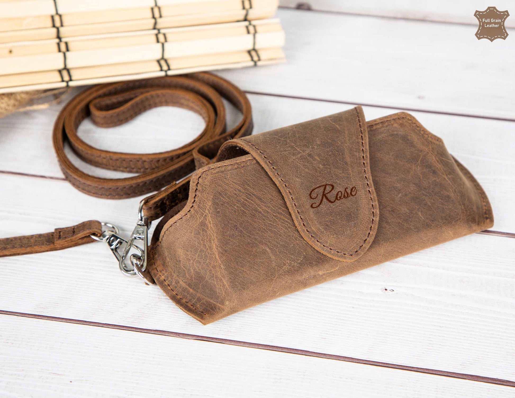 Riviera Leather Glasses Case with Strap