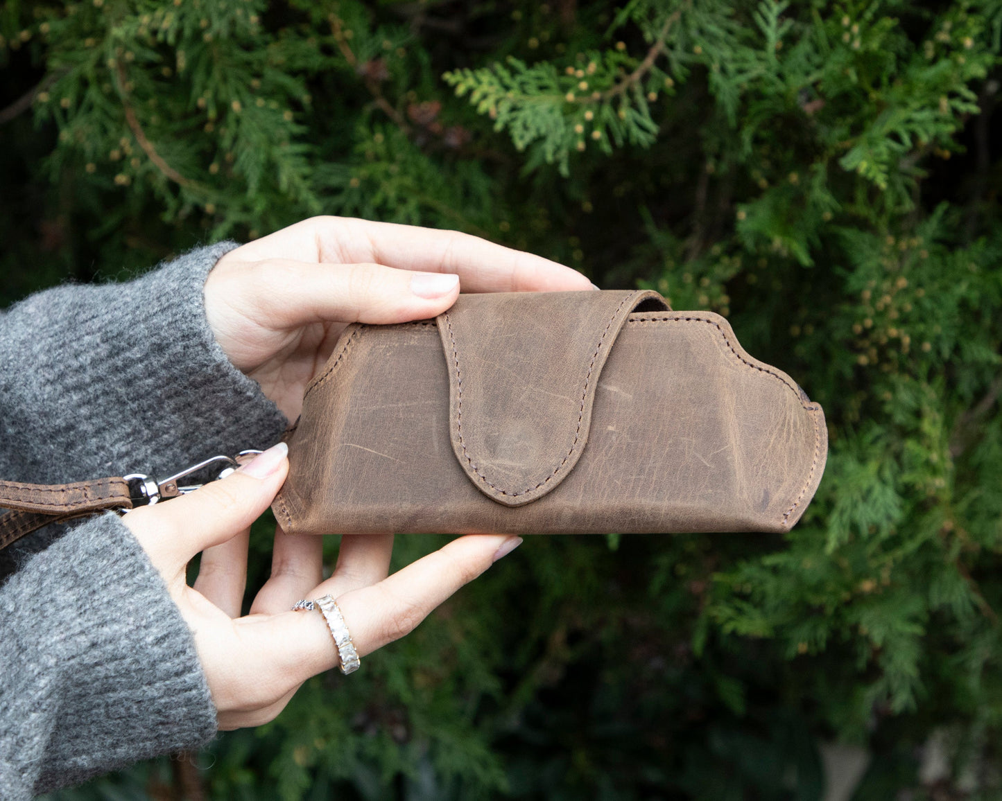 Riviera Leather Glasses Case with Strap