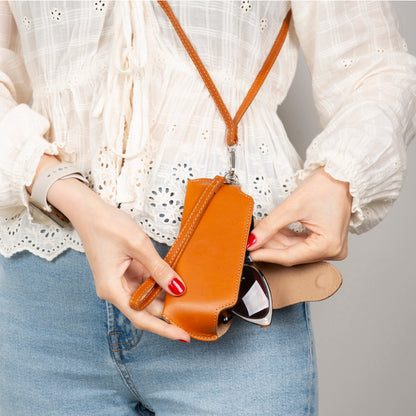 Riviera Leather Glasses Case with Strap