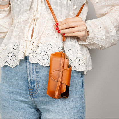 Riviera Leather Glasses Case with Strap