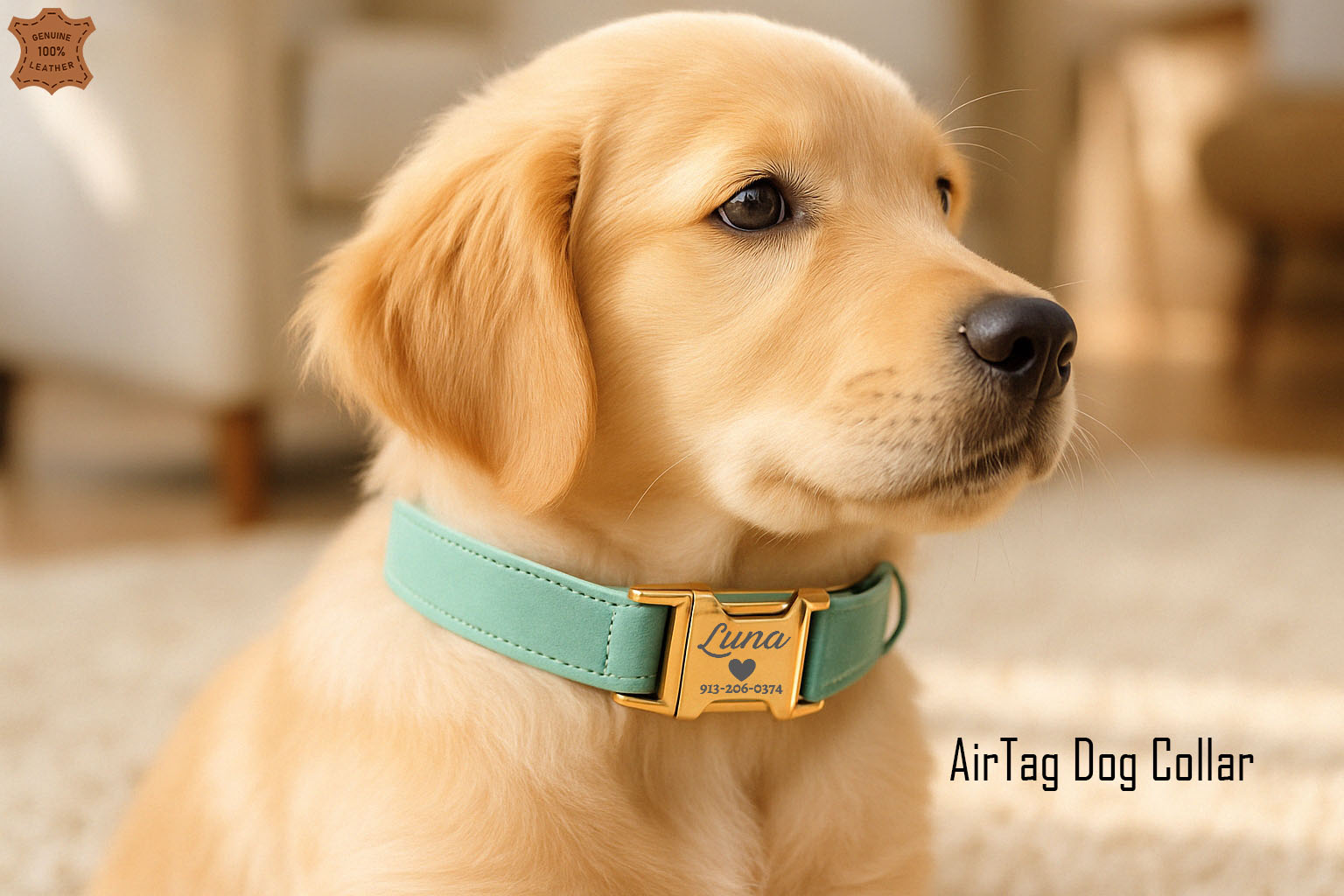 Scooby Leather Dog Collar With Air Tag Slot