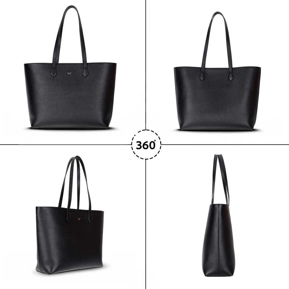 Solea Large Leather Shoulder Bag with Suede Lining
