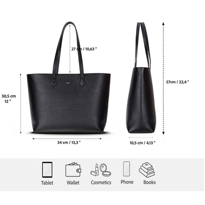 Solea Large Leather Shoulder Bag with Suede Lining