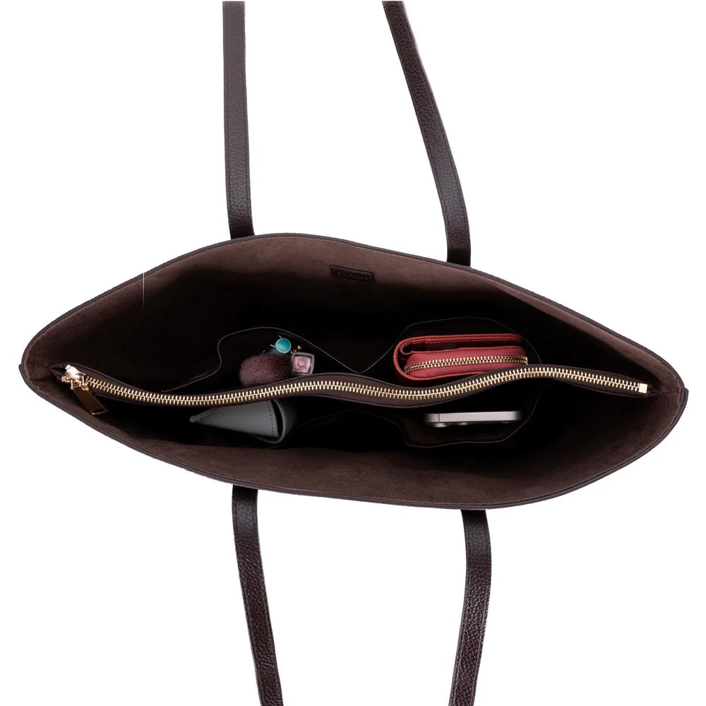 Solea Large Leather Shoulder Bag with Suede Lining