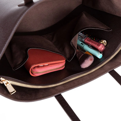 Solea Large Leather Shoulder Bag with Suede Lining