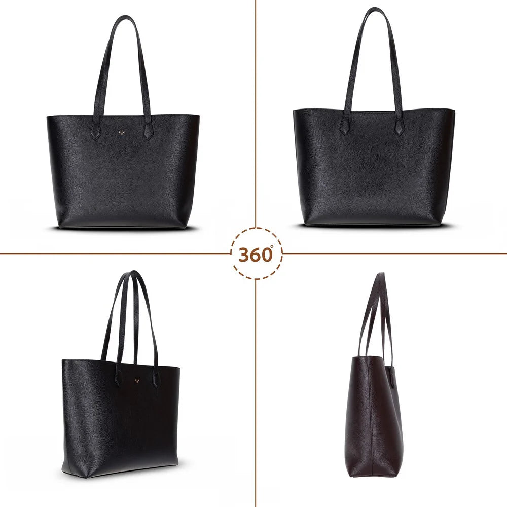 Solea Large Leather Shoulder Bag with Suede Lining