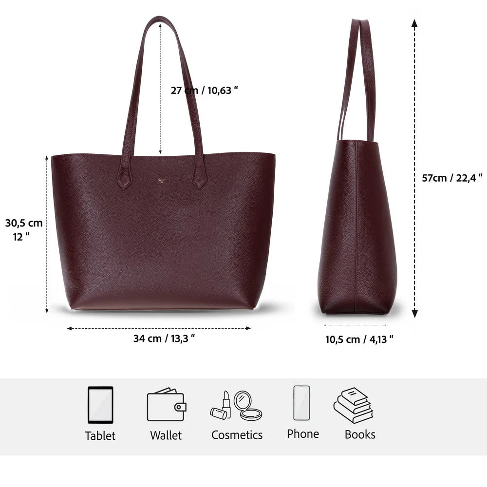 Solea Large Leather Shoulder Bag with Suede Lining