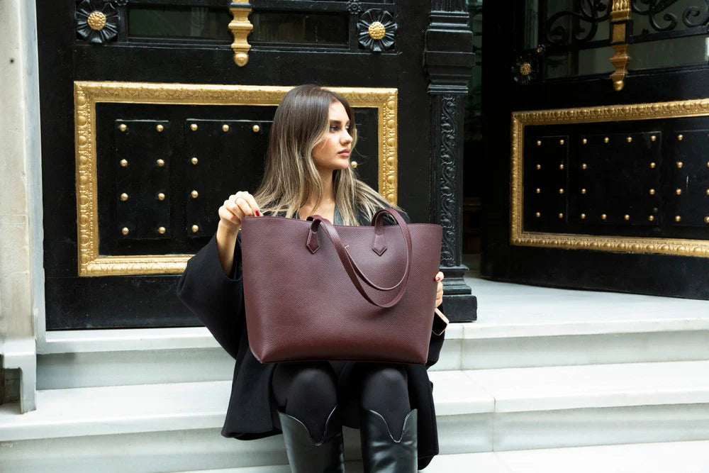 Solea Large Leather Shoulder Bag with Suede Lining