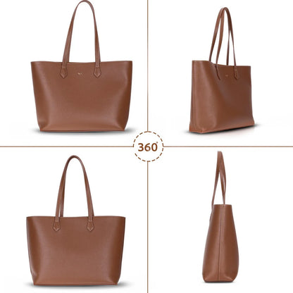 Solea Large Leather Shoulder Bag with Suede Lining