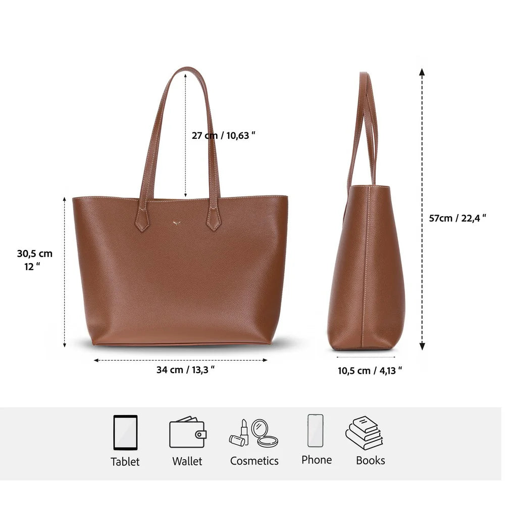 Solea Large Leather Shoulder Bag with Suede Lining