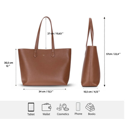 Solea Large Leather Shoulder Bag with Suede Lining