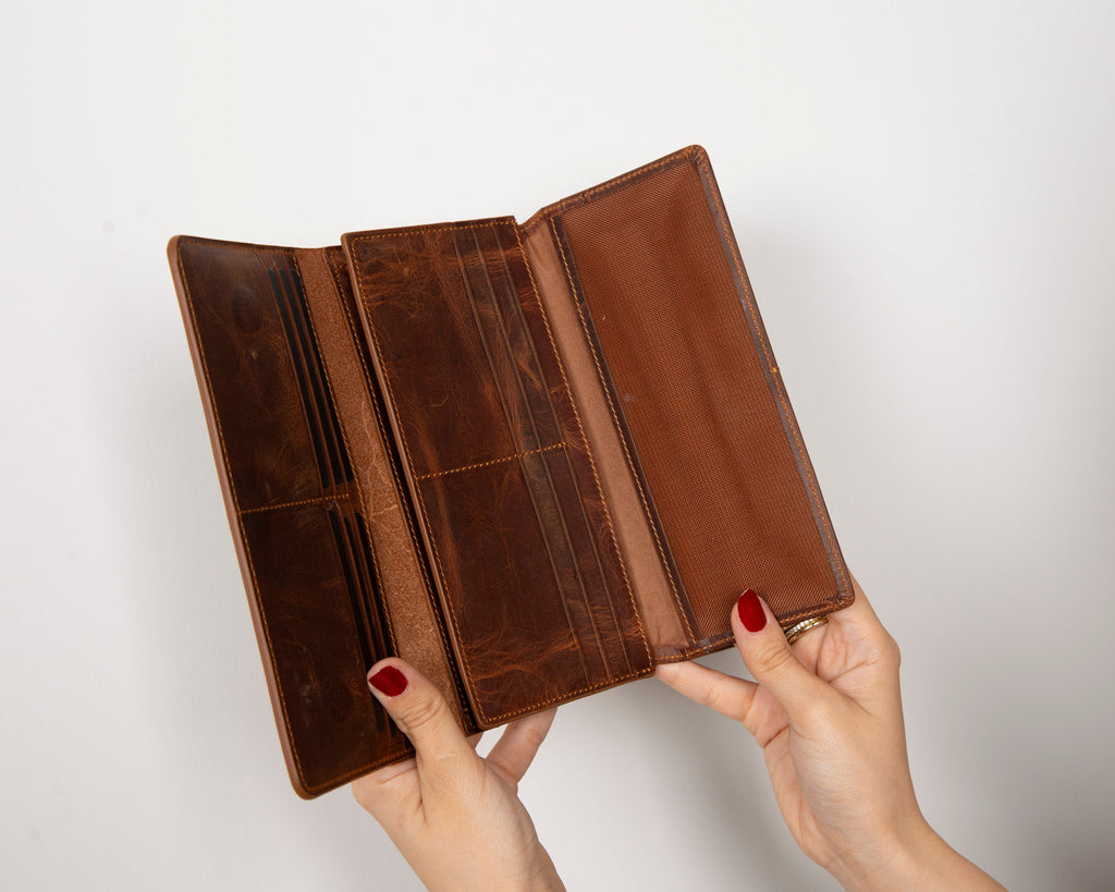 Valora Leather Women’s Wallet  - Phone Holder & Multi-Card Organizer