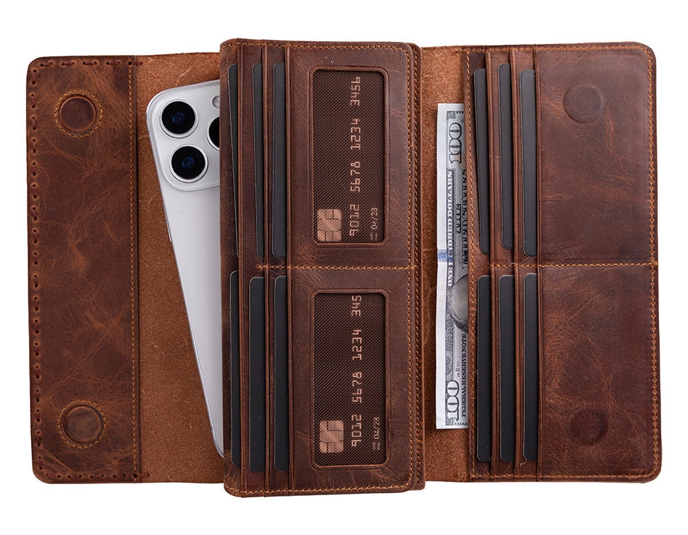 Valora Leather Women’s Wallet  - Phone Holder & Multi-Card Organizer