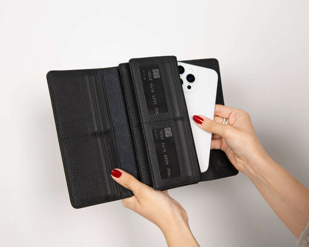 Valora Leather Women’s Wallet  - Phone Holder & Multi-Card Organizer