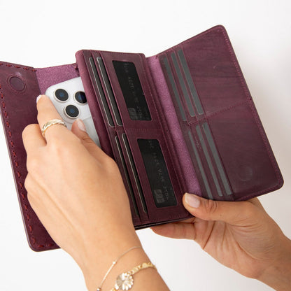 Valora Leather Women’s Wallet  - Phone Holder & Multi-Card Organizer