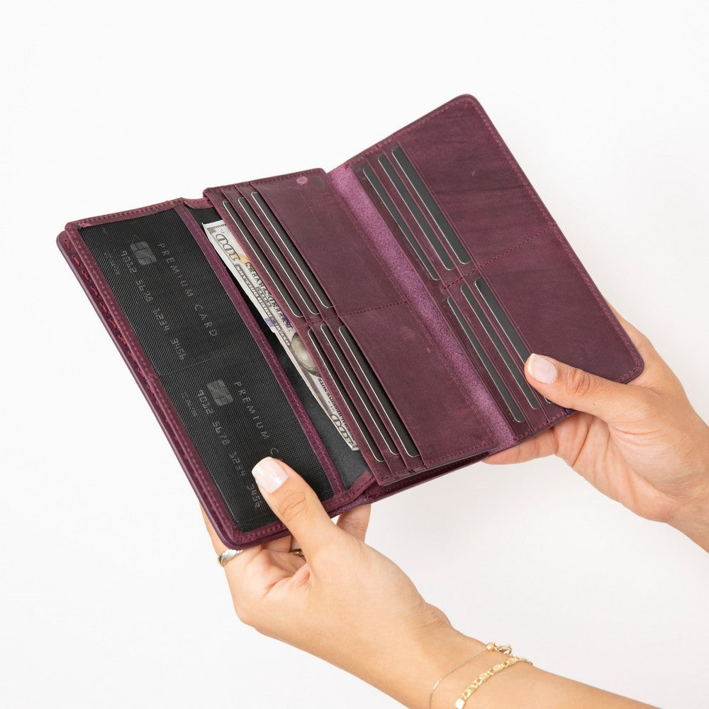 Valora Leather Women’s Wallet  - Phone Holder & Multi-Card Organizer
