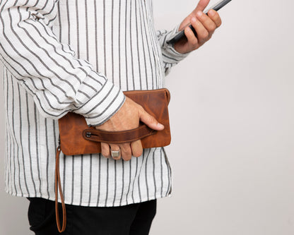 Verona Unisex Handcrafted Wristlet Leather Clutch Bag