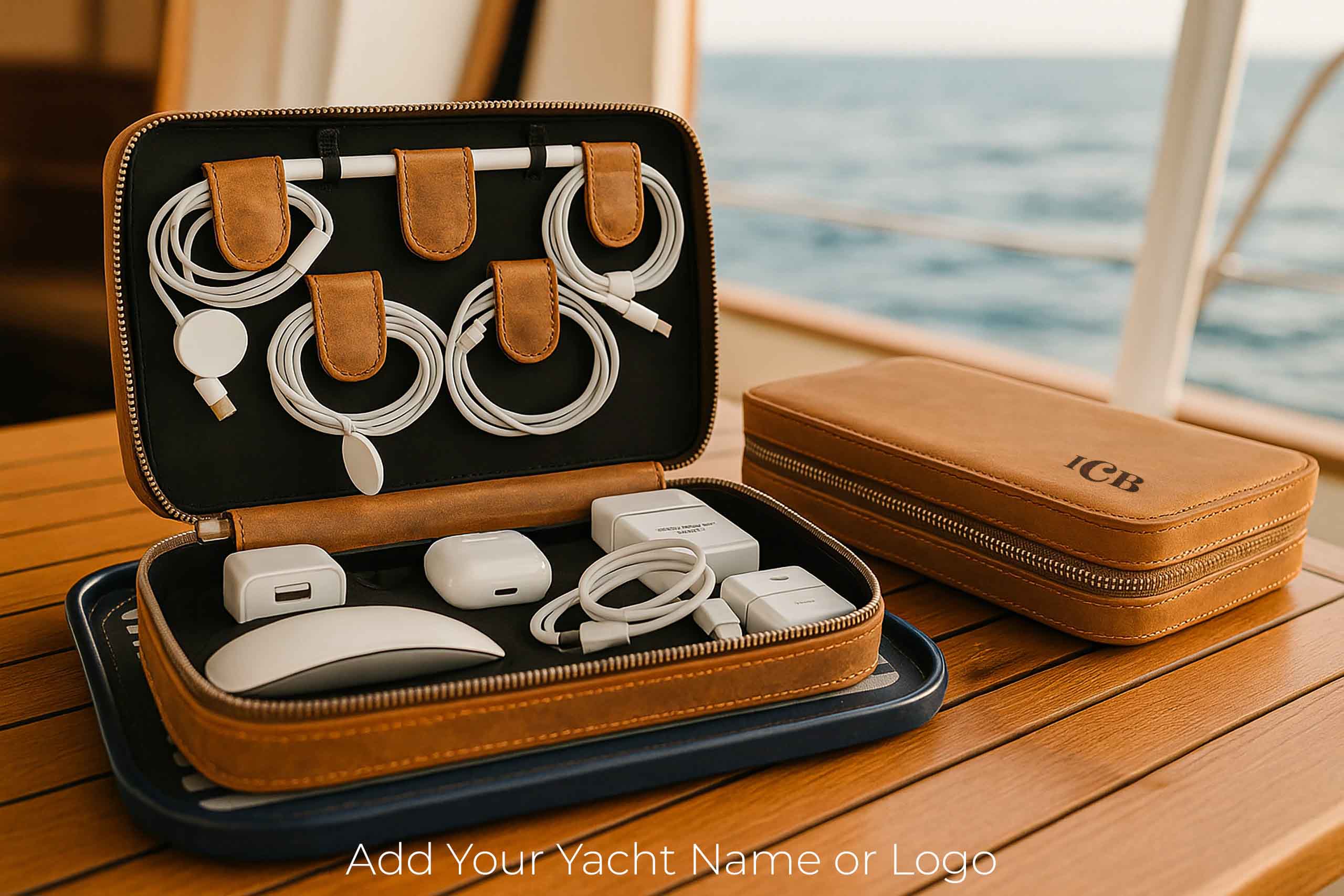 Voyager Leather Travel Cable Organizer Bag