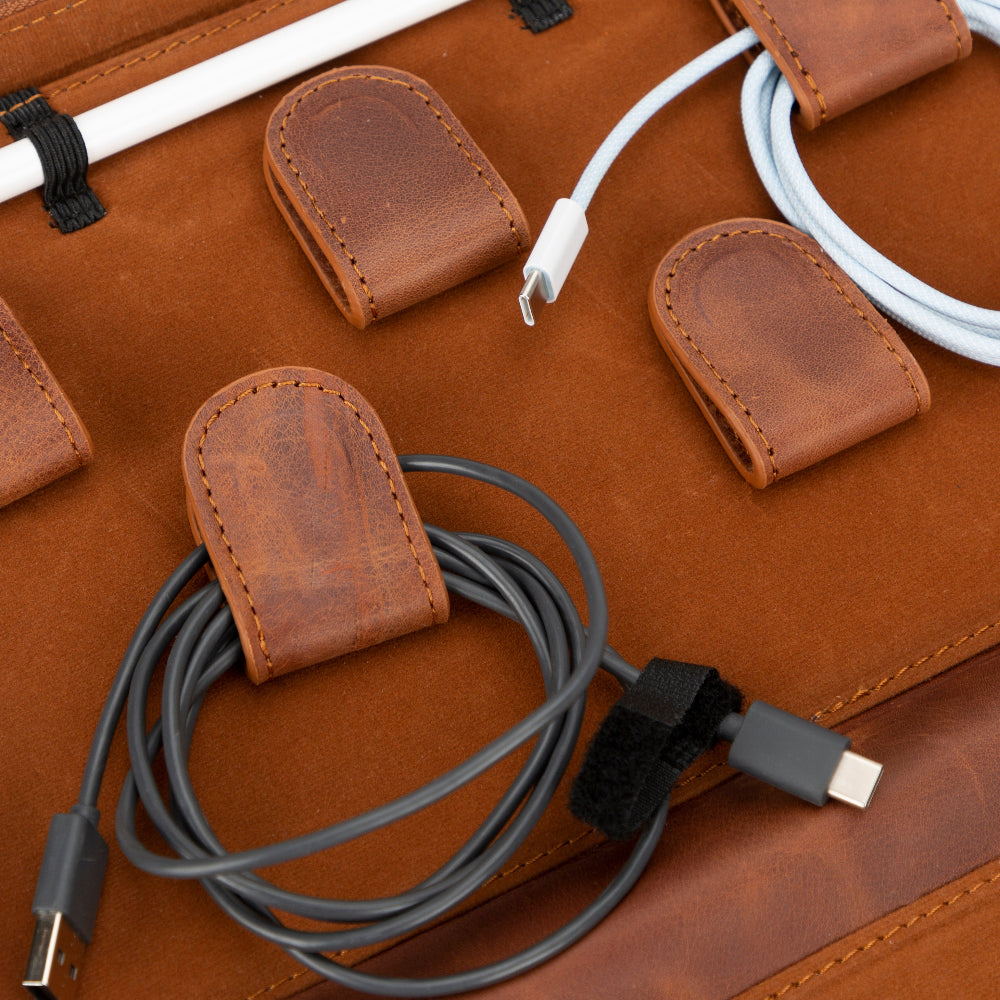 Voyager Leather Travel Cable Organizer Bag