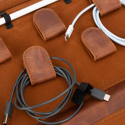 Voyager Leather Travel Cable Organizer Bag