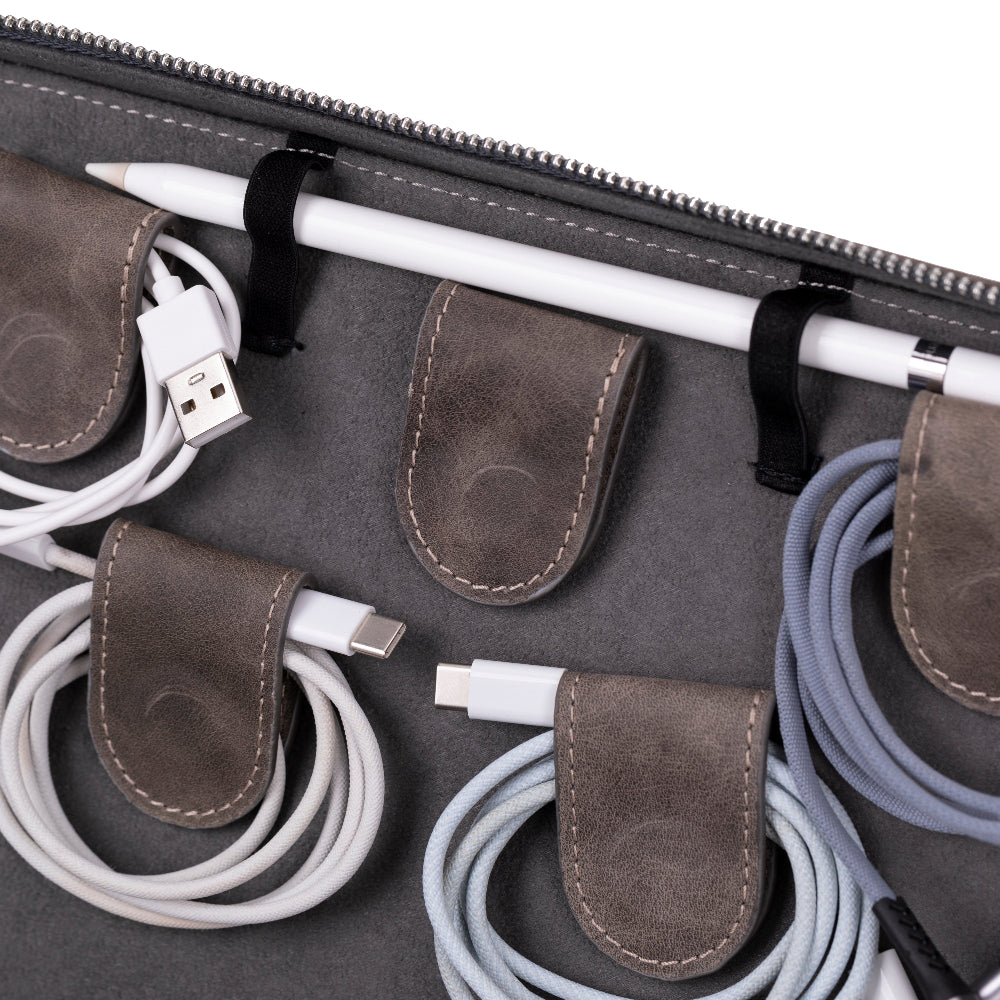 Voyager Leather Travel Cable Organizer Bag