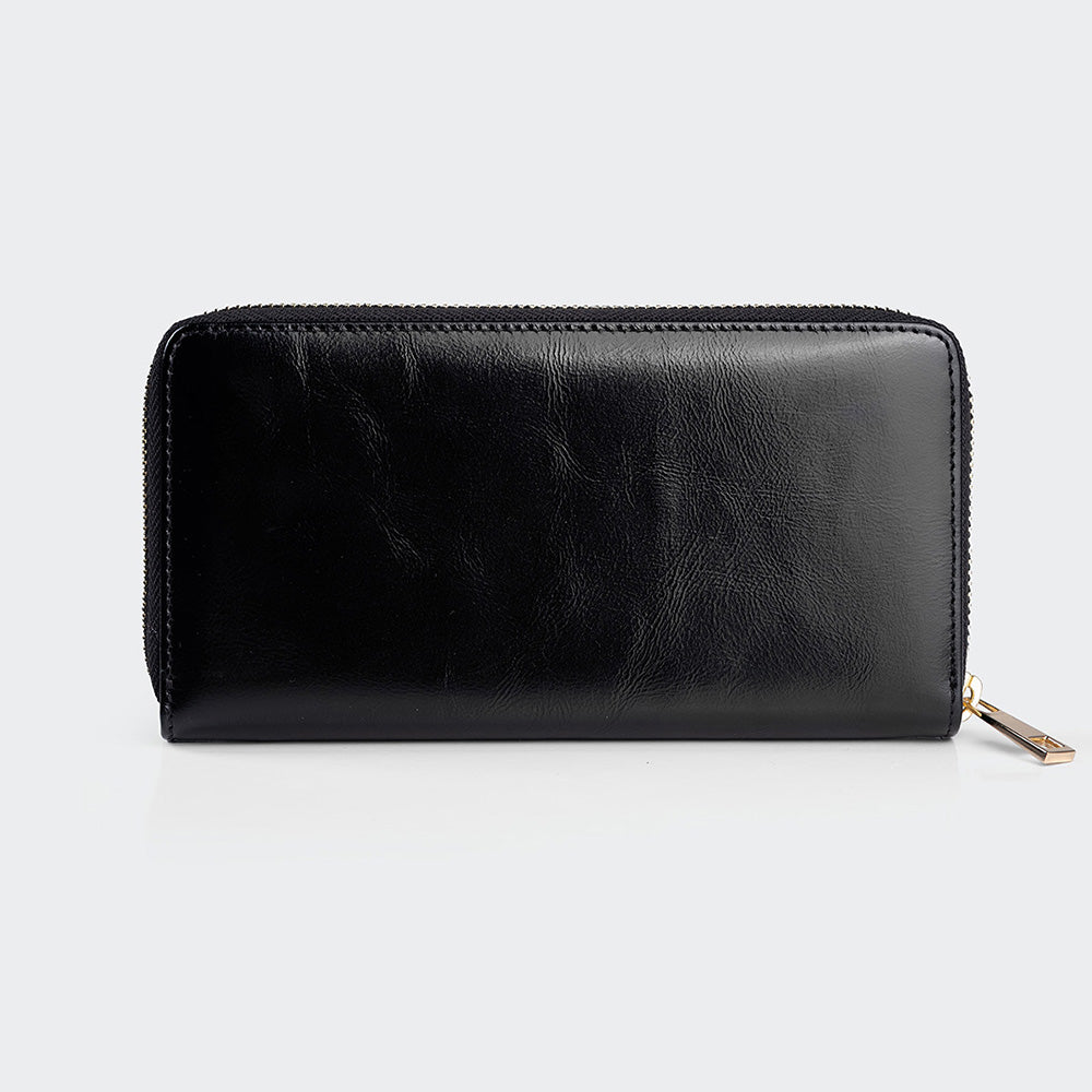 Women Large Leather Wallet With Dual Compartments