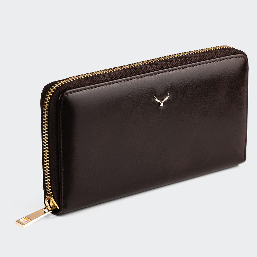 Women Large Leather Wallet With Dual Compartments