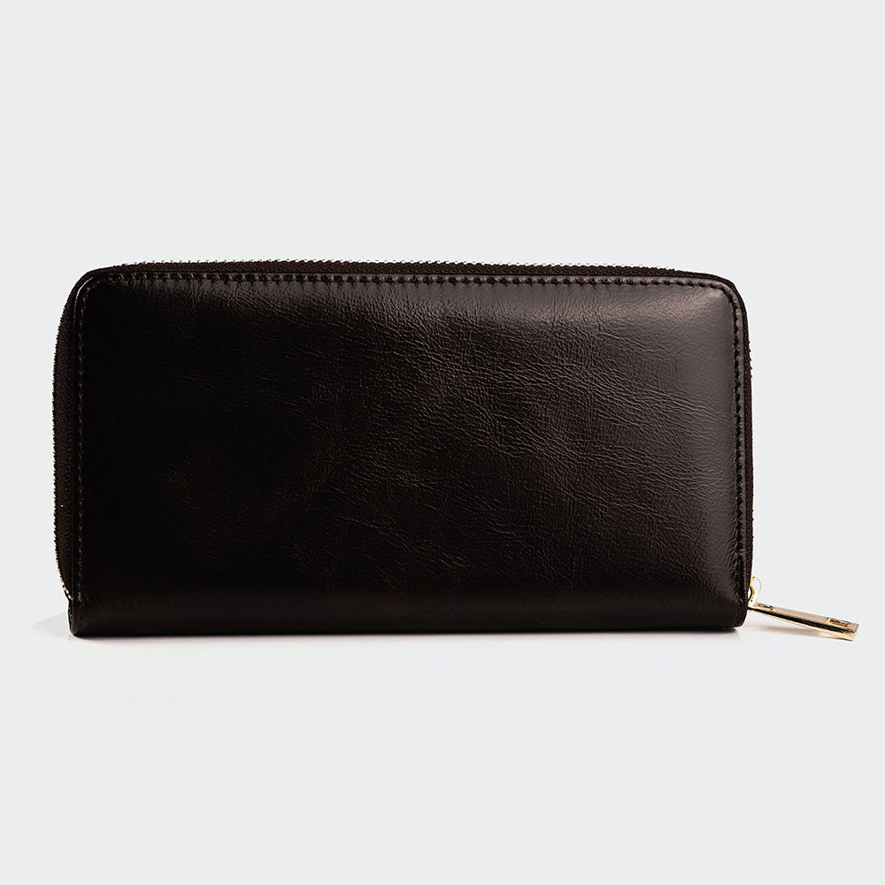 Women Large Leather Wallet With Dual Compartments